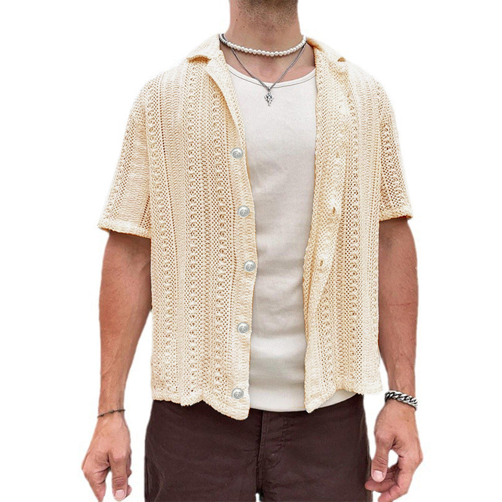 European And American Leisure Knitted Cardigan Summer Cool Hollow Short Sleeve