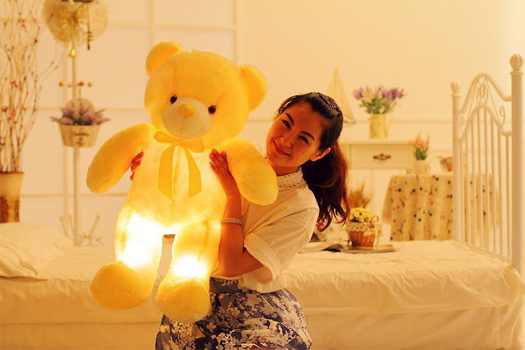 Créatif éclairage LED ours en peluche animaux en peluche jouet coloré brillant cadeau de noël pour enfants oreiller