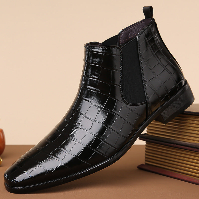 Bottines Chelsea pour hommes, chaussures montantes en cuir brillant, 48