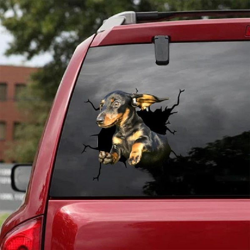 Pared de animales, todo tipo de cachorros, pegatinas electrostáticas creativas con agujero roto para ventana de coche