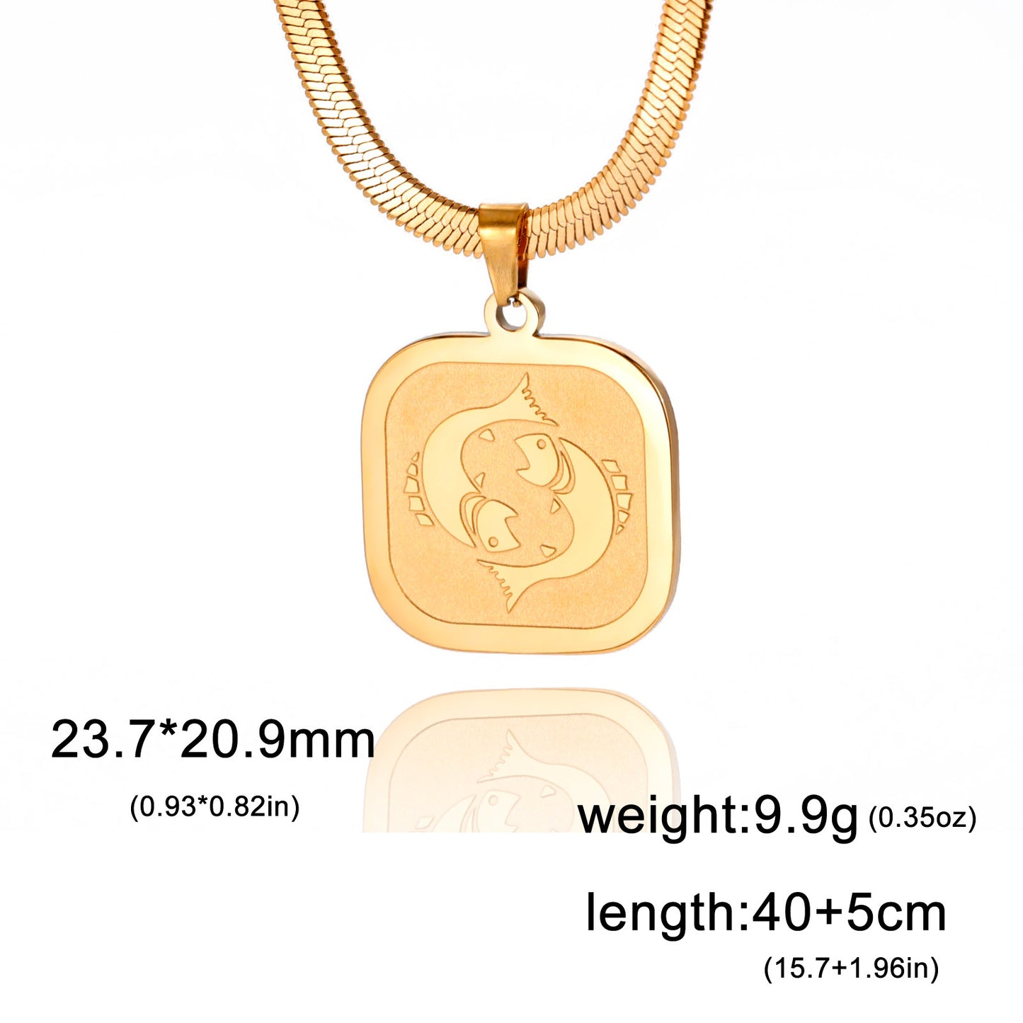 All-match Twelve Constellation Small Square Brand Stainless Steel Necklace