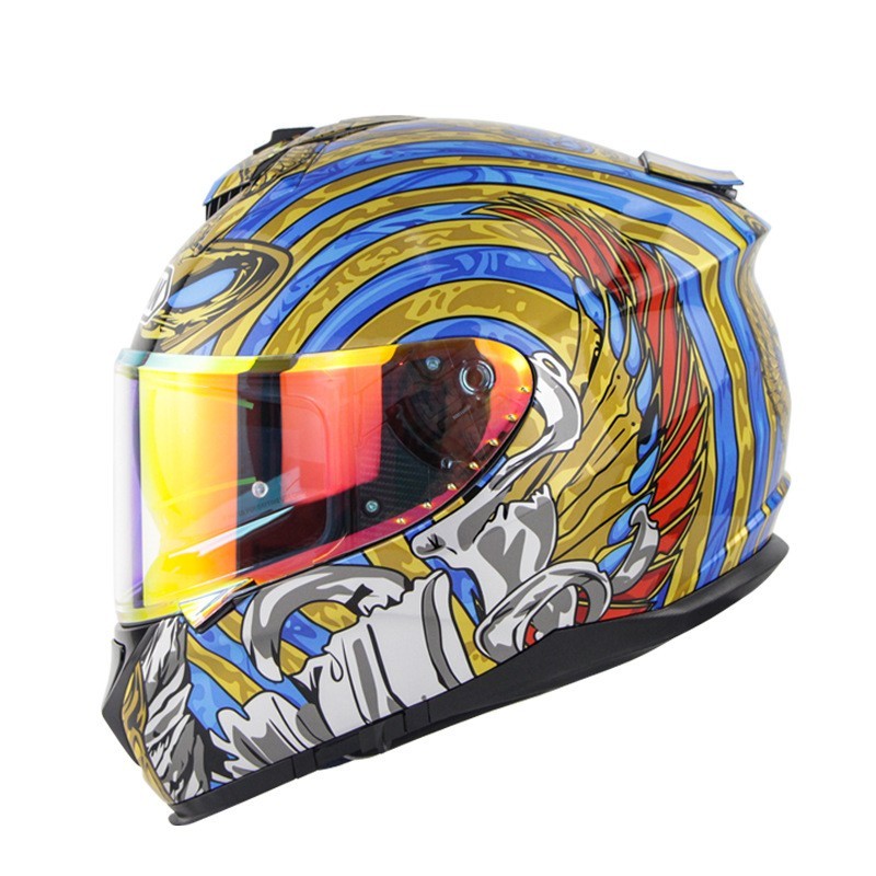 Casque intégral de moto, casque de moto à Double lentille, couverture complète