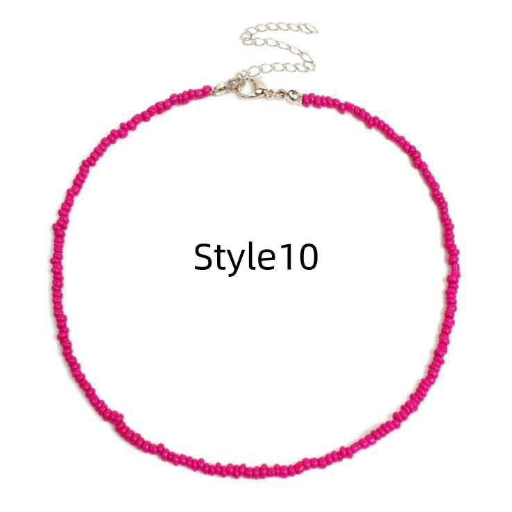 Collier pour femme en perles de verre blanc naturel, doux et simple