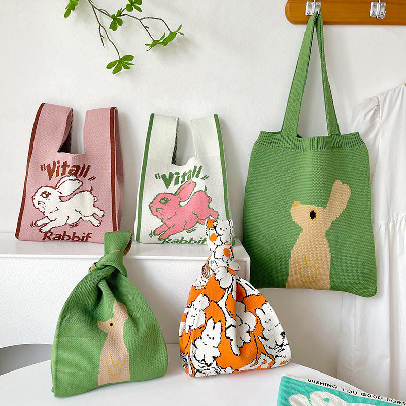 Bolso de hombro de punto Moon Rabbit