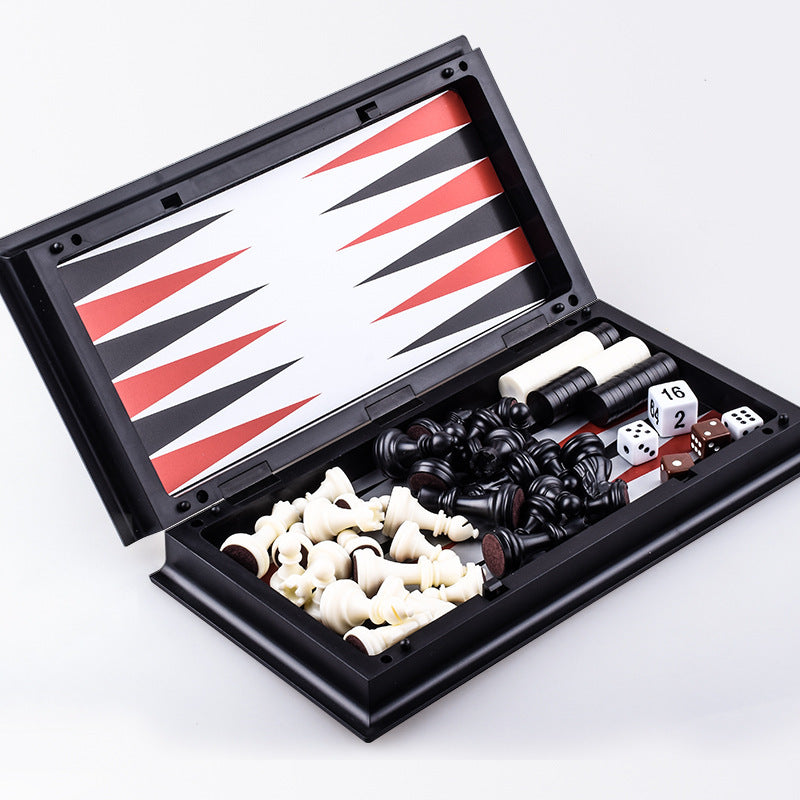 Backgammon de dames d'échecs magnétiques trois en un