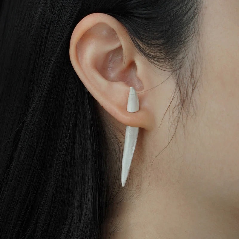 Boucles d'oreilles Sprout incurvées en argent pur 925, Texture mate