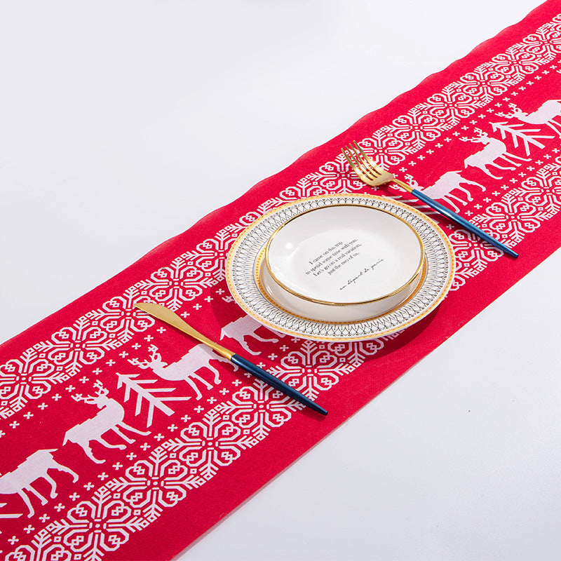 Chemin de table en forme d'élan et de bonhomme de neige, décorations de joyeux noël