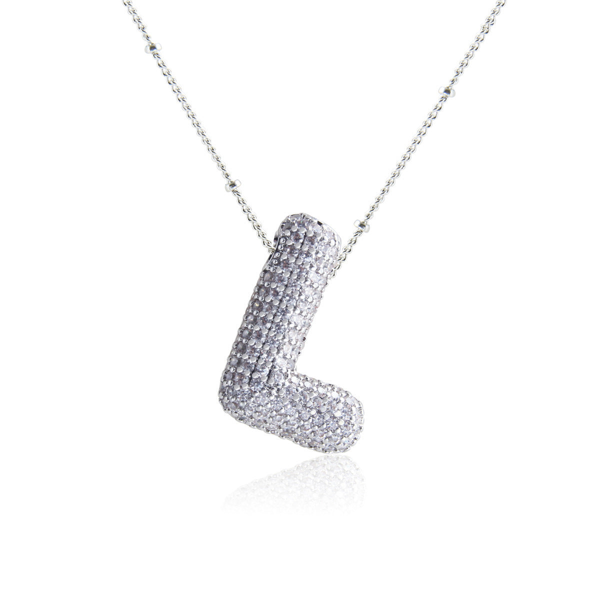 European And American Letter Necklace Inlaid With Zircon Hollow Copper White Gold Plated