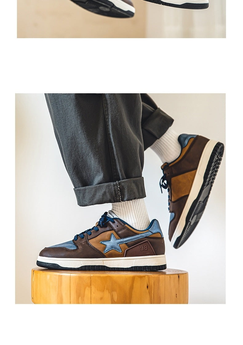 Zapatilla retro XINGX de color plano en contraste para mujer, todo fósforo