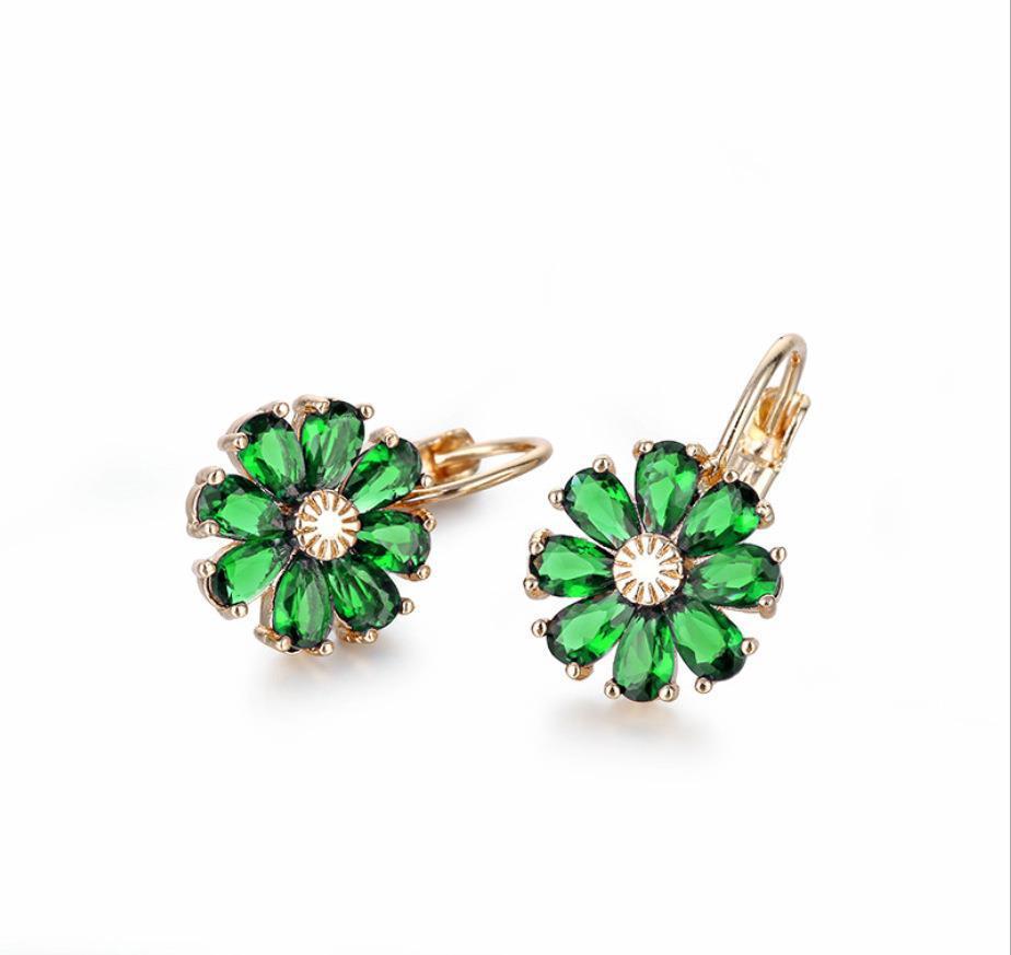 Flower Color Zircon Stud Earrings For Women
