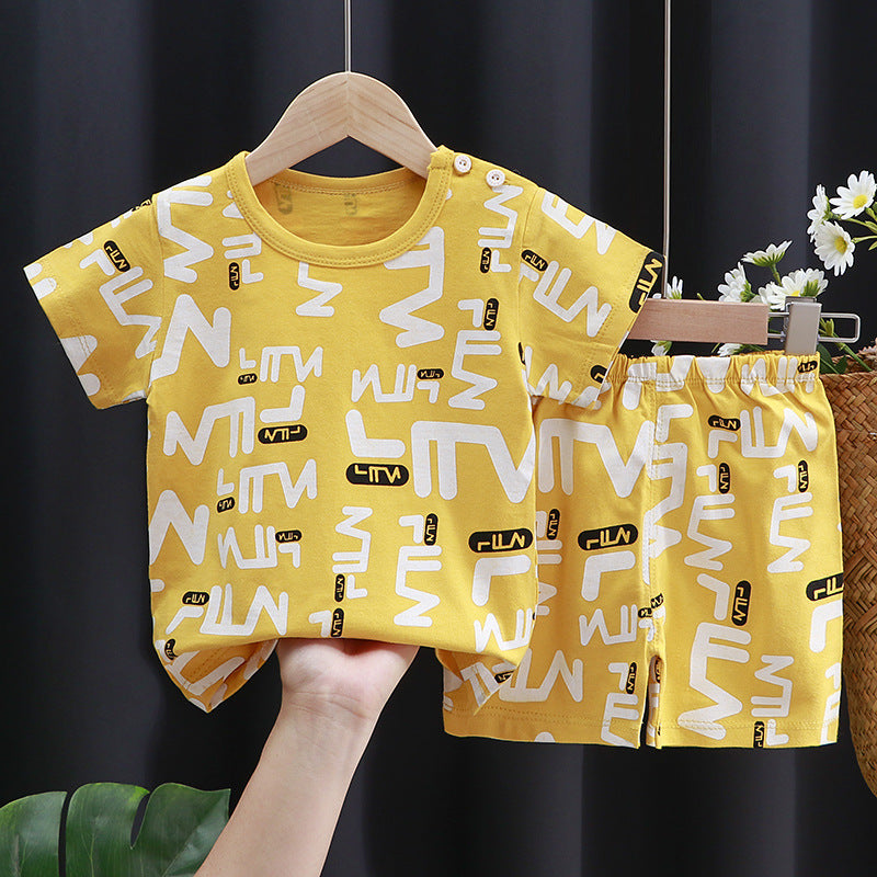Costume à manches courtes pour enfants, T-shirt en coton, vêtements pour bébés
