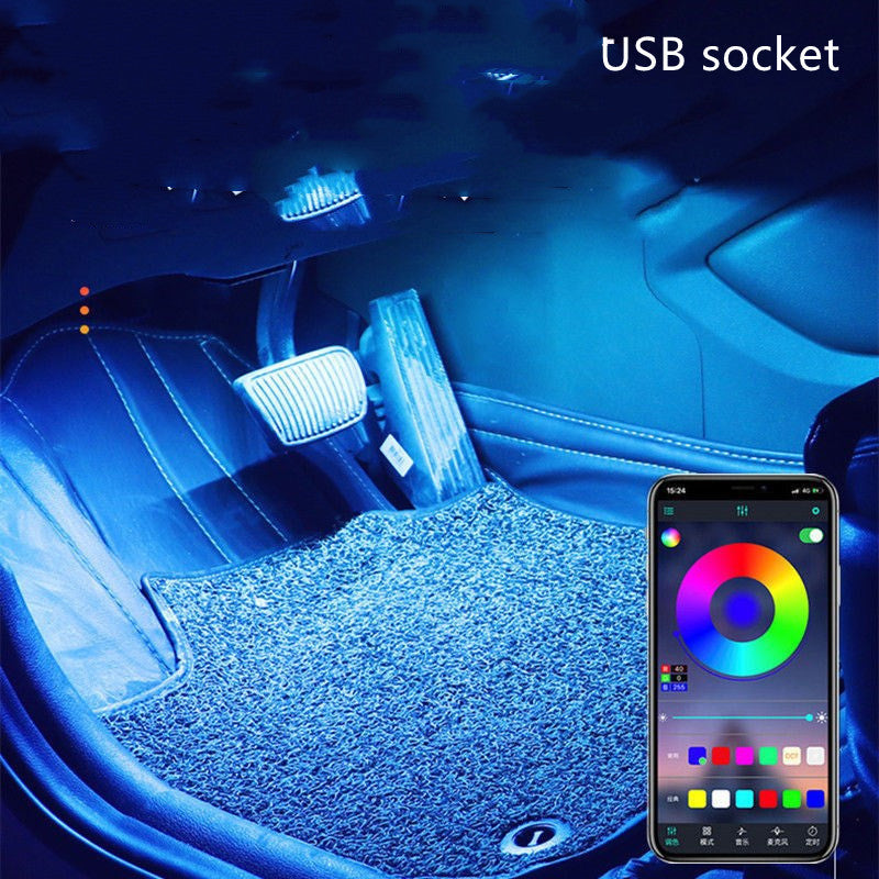 Modificación interior del coche de la luz del ritmo de la música del control de voz del USB