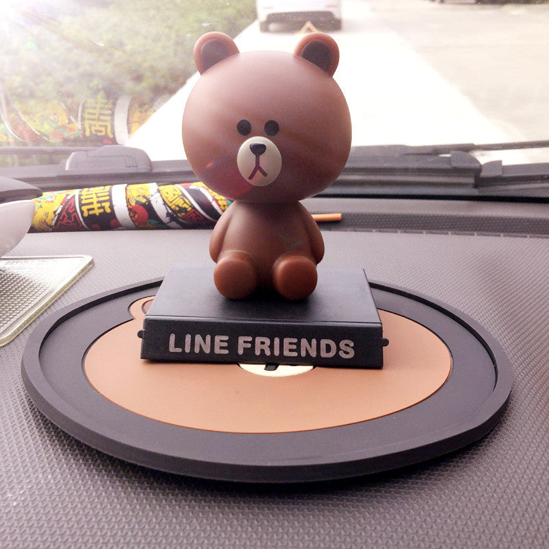 Tapis antidérapant de voiture ours brun de dessin animé, tapis de rangement de voiture, téléphone