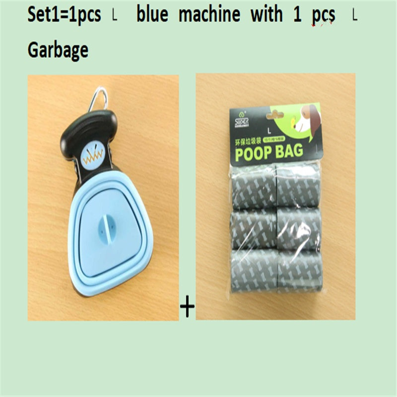 Scooper de merde pliable de voyage pour animaux de compagnie de chien avec 1 rouleau de sacs décomposables cuillère de merde propre ramasser les excréments nettoyant Epacket expédition