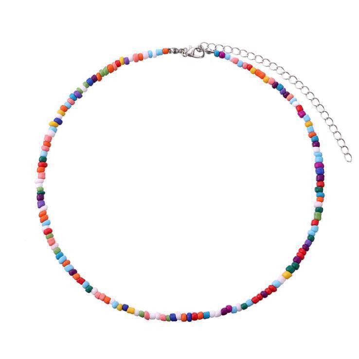 Collier pour femme en perles de verre blanc naturel, doux et simple