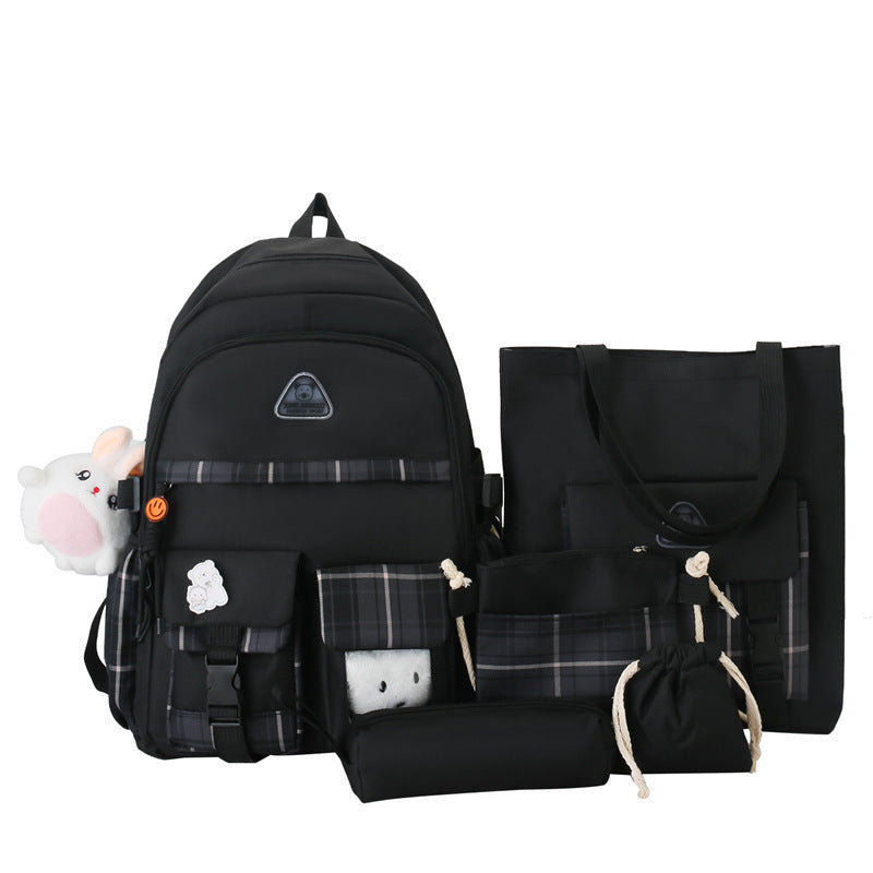 Ensemble de cinq pièces de sac à dos de style Preppy mignon