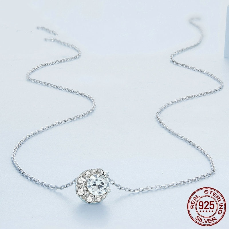 Aifule Original Sterling Silver S925 Star Moon Necklace
