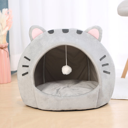 Preciosa cama para gatos, cálida casa para mascotas