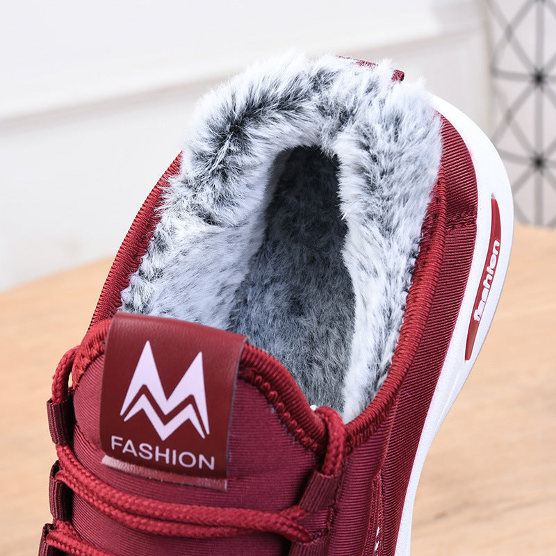Chaussures en velours pour femmes, chaussures isolées rembourrées en coton, chaussures plates pour maman, bottes en coton