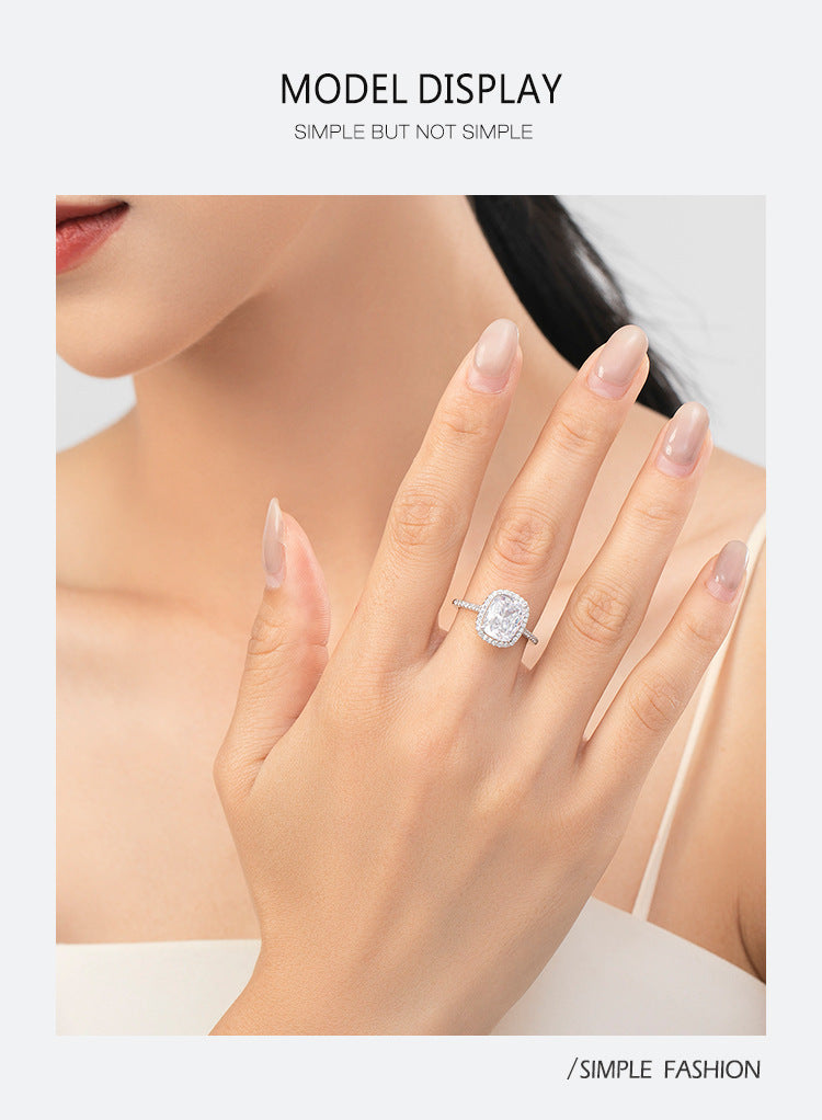Women's S925 Sterling Silver Princess Ring