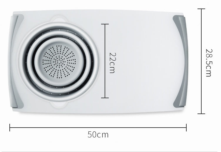 Innovadora tabla de cortar multifuncional 3 en 1, cesta de drenaje plegable desmontable, tabla de cortar para fregadero