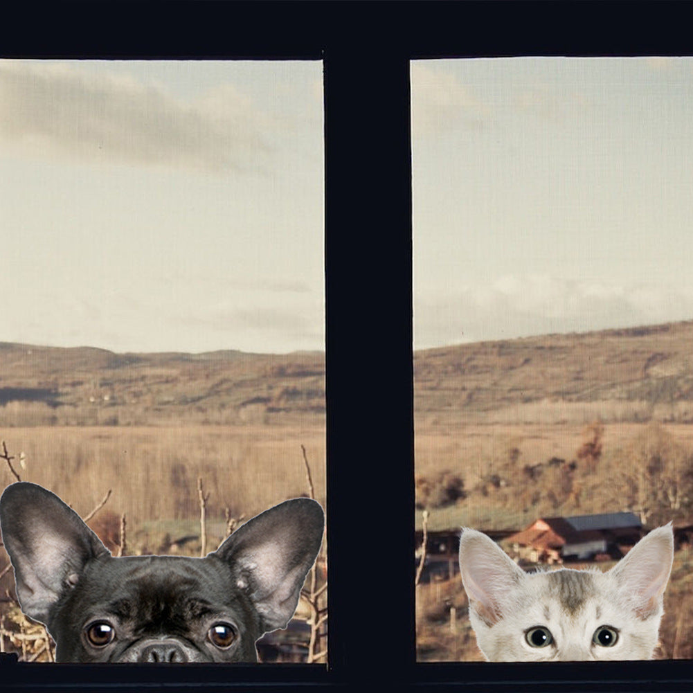Autocollants drôles de voiture 3D chat chien demi-visage furtif - 5 autocollants