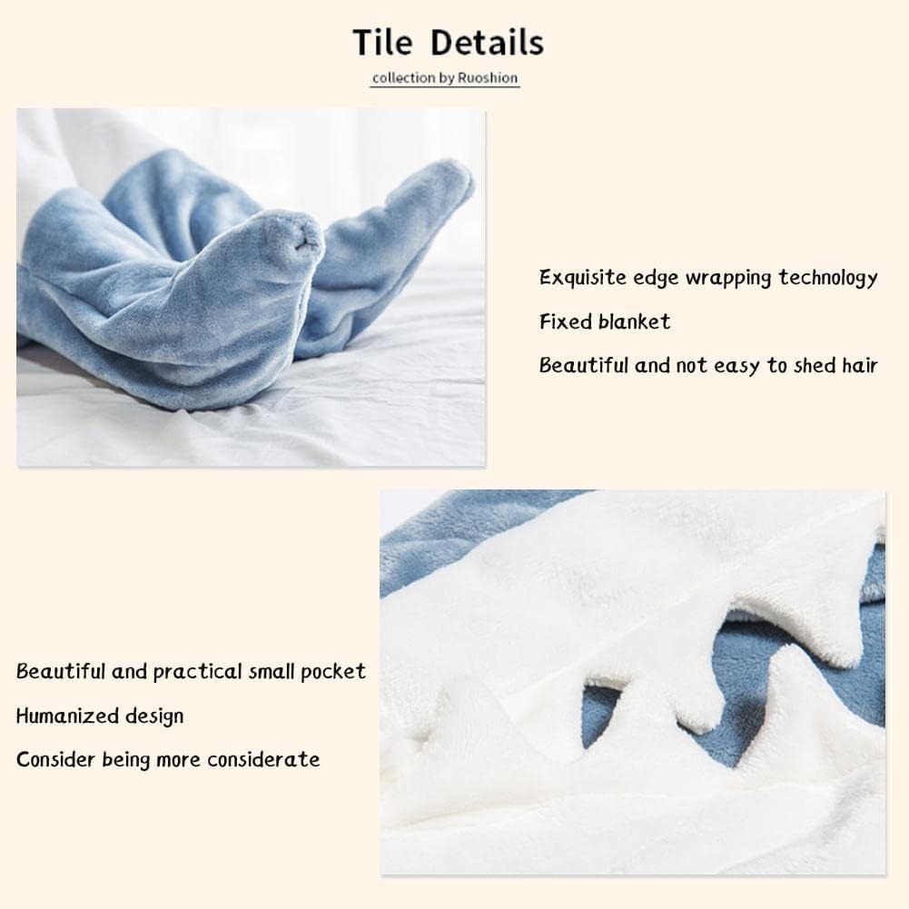 Couverture de requin pour adultes, couverture de requin à capuche, couverture de requin en flanelle super douce et confortable, sac de couchage pour costume de cosplay pour garçons et filles pour la nuit