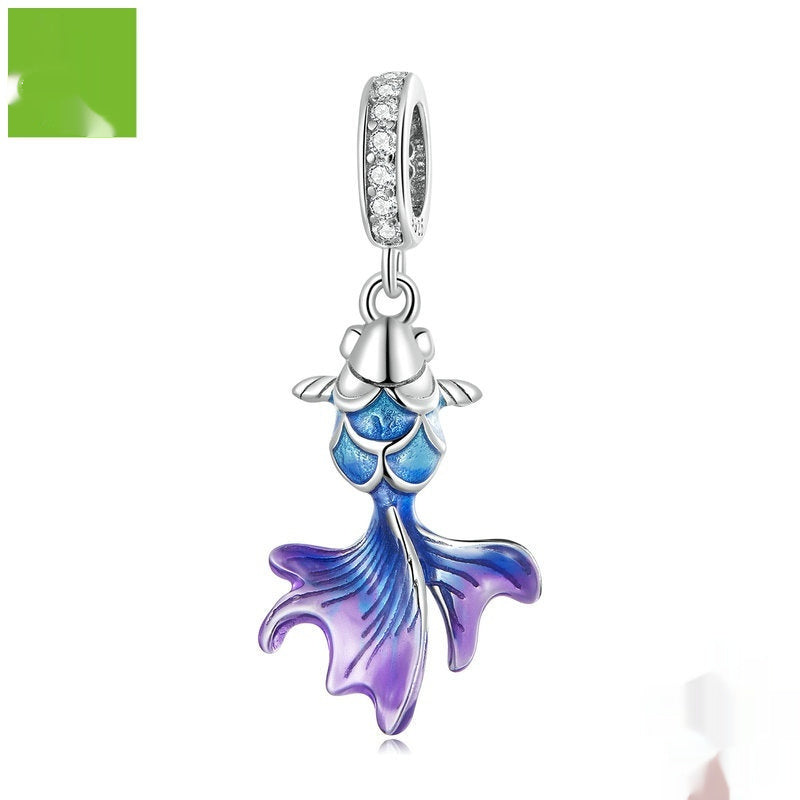 Dégradé goutte d'huile exquis Phoenix Bracelet à bricoler soi-même collier pendentif aile intelligente S925 argent perlé