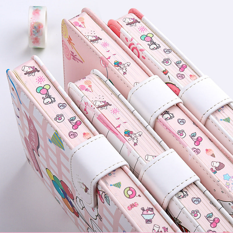 Kaba Bear Hippo-Cuaderno pequeño con hebilla magnética, cuaderno portátil con forma de corazón para niña, libro de mano bonito y creativo