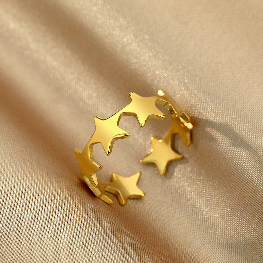 Anillo ajustable de estrella pequeña para mujer joyería vintage