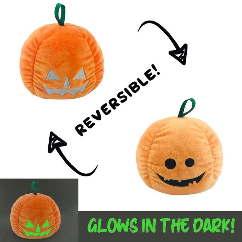 Jouets en peluche lumineux d'halloween, jouet créatif et mignon réversible en forme de citrouille fantôme, cadeau pour enfants, jouets à rabat recto-verso pour enfants