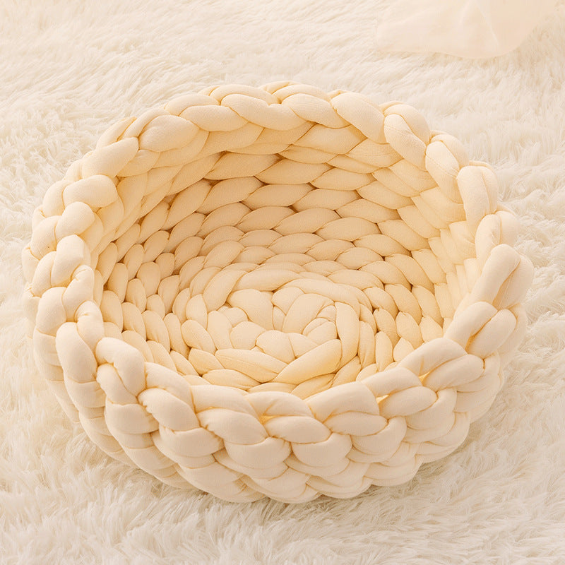 Coussin de maison pour chat, doux et Long, en peluche, tapis chaud pour animaux de compagnie, chenil mignon, panier de couchage, lit rond, moelleux, confortable au toucher, produits pour animaux de compagnie