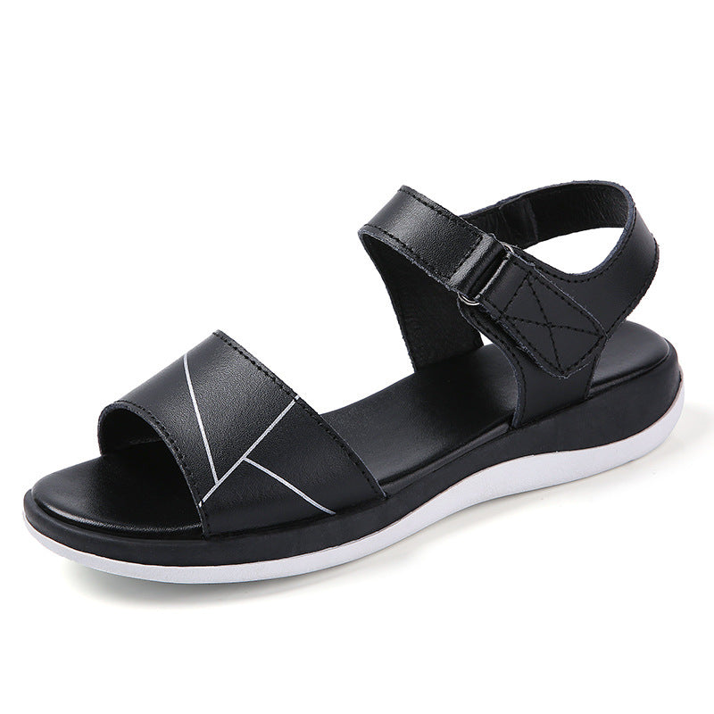 Sandales respirantes décontractées à talons plats assortis de Style coréen pour étudiants plats avec Velcro