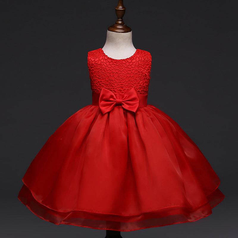 Robe de mariée pour bébé de haute qualité, robe pour bébé fille, fleur à crochet pour enfants, vin de pleine lune d'un an, robe de mariée en gros