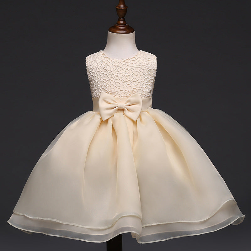 Robe de mariée pour bébé de haute qualité, robe pour bébé fille, fleur à crochet pour enfants, vin de pleine lune d'un an, robe de mariée en gros