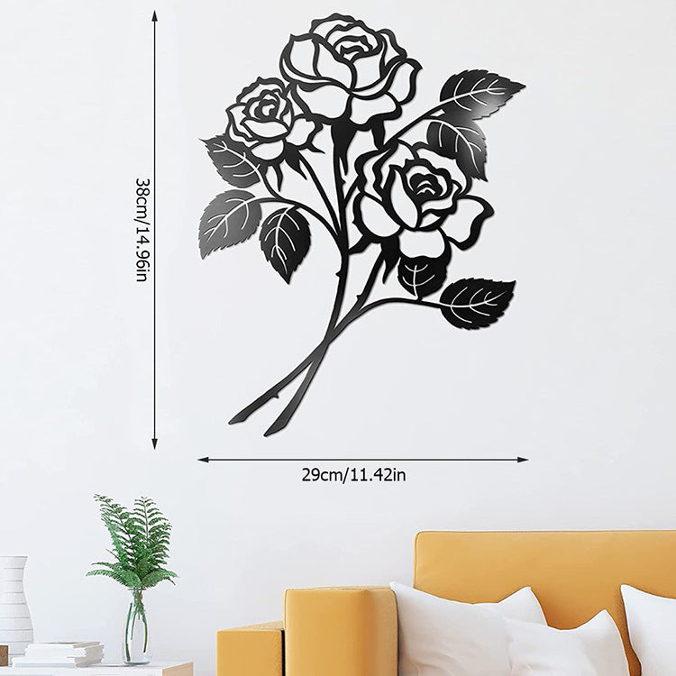 Colgante de pared de hierro con decoraciones de pared artísticas de rosas de metal