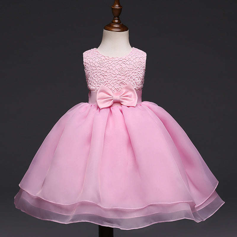 Robe de mariée pour bébé de haute qualité, robe pour bébé fille, fleur à crochet pour enfants, vin de pleine lune d'un an, robe de mariée en gros