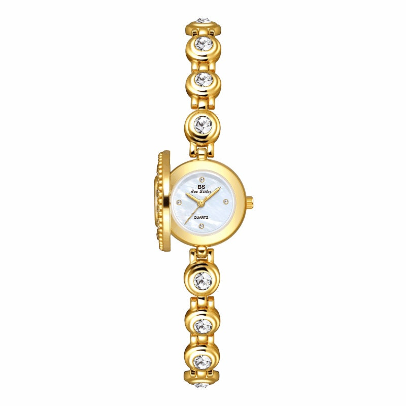 BS Retro Small Silver Watch Mid-ancient Flip Bracelet Watch Temperament Women's Watch