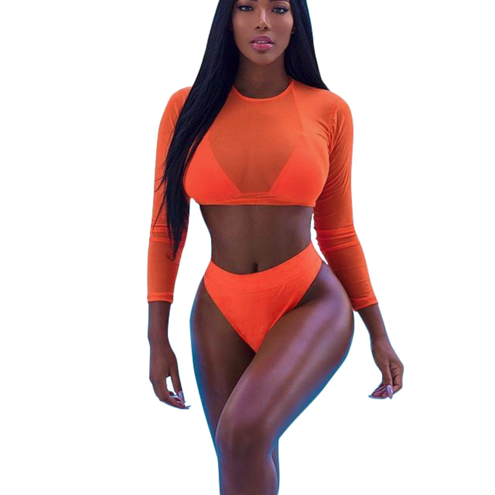 Bikini transparent sexy trois pièces uni 