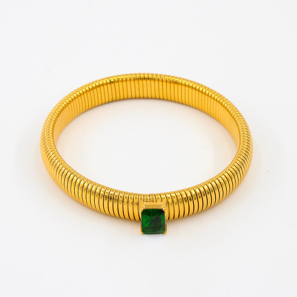 Titanium Steel Square Zircon INS18K Gold Bracelet