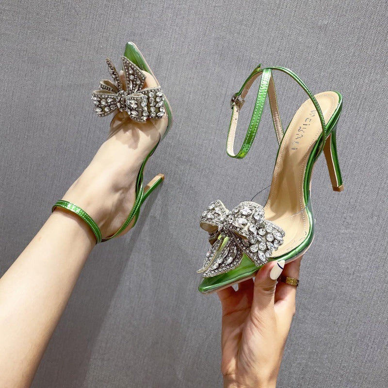 Sandales pointues en strass Stiletto 9 cm pour femmes
