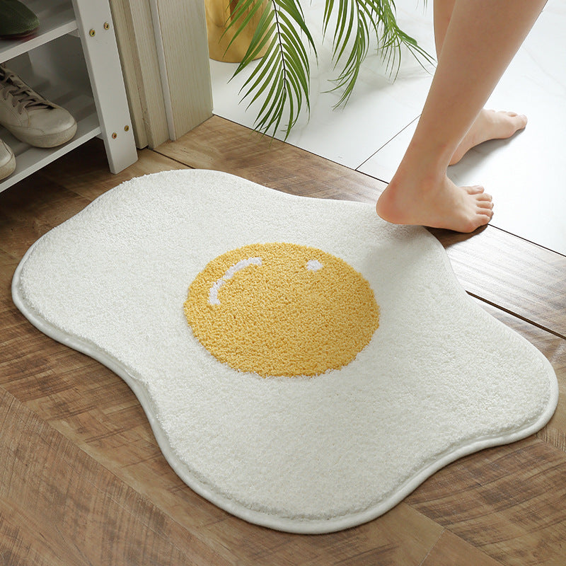 Alfombra divertida de entrada con forma de huevo, alfombra para pasillo, baño, alfombras de cocina, alfombras para dormitorio, felpudo de bienvenida nórdico, decoración elegante para habitación