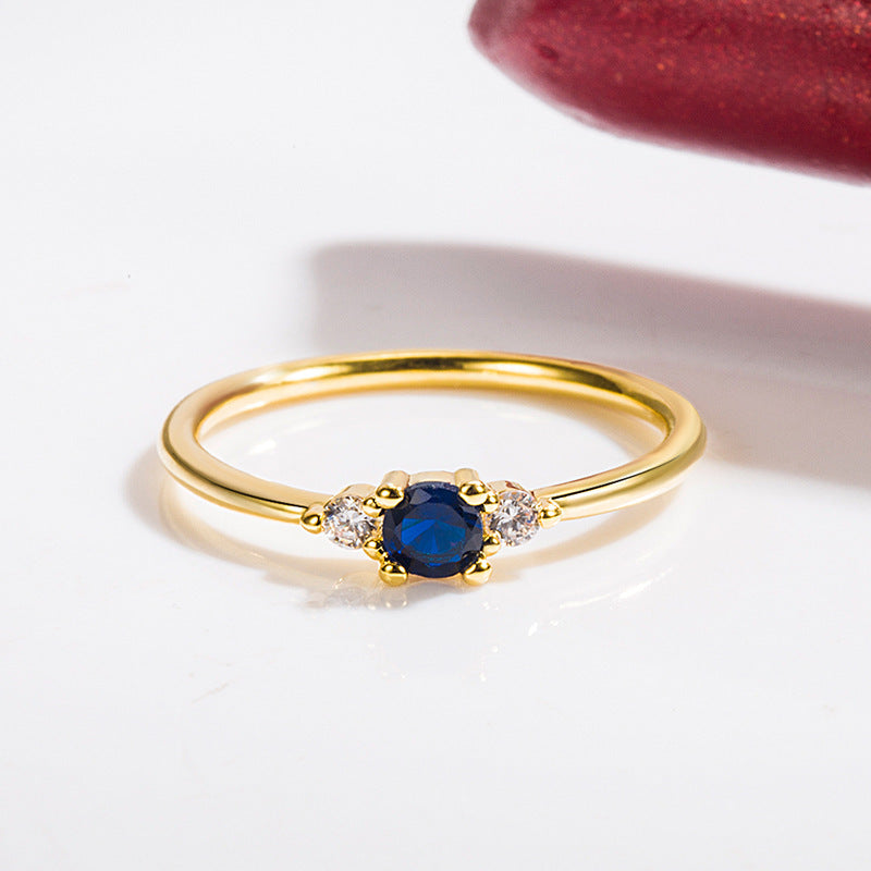 Bague en or 14 carats avec diamant bleu exquis et petit, Zircon Simple léger