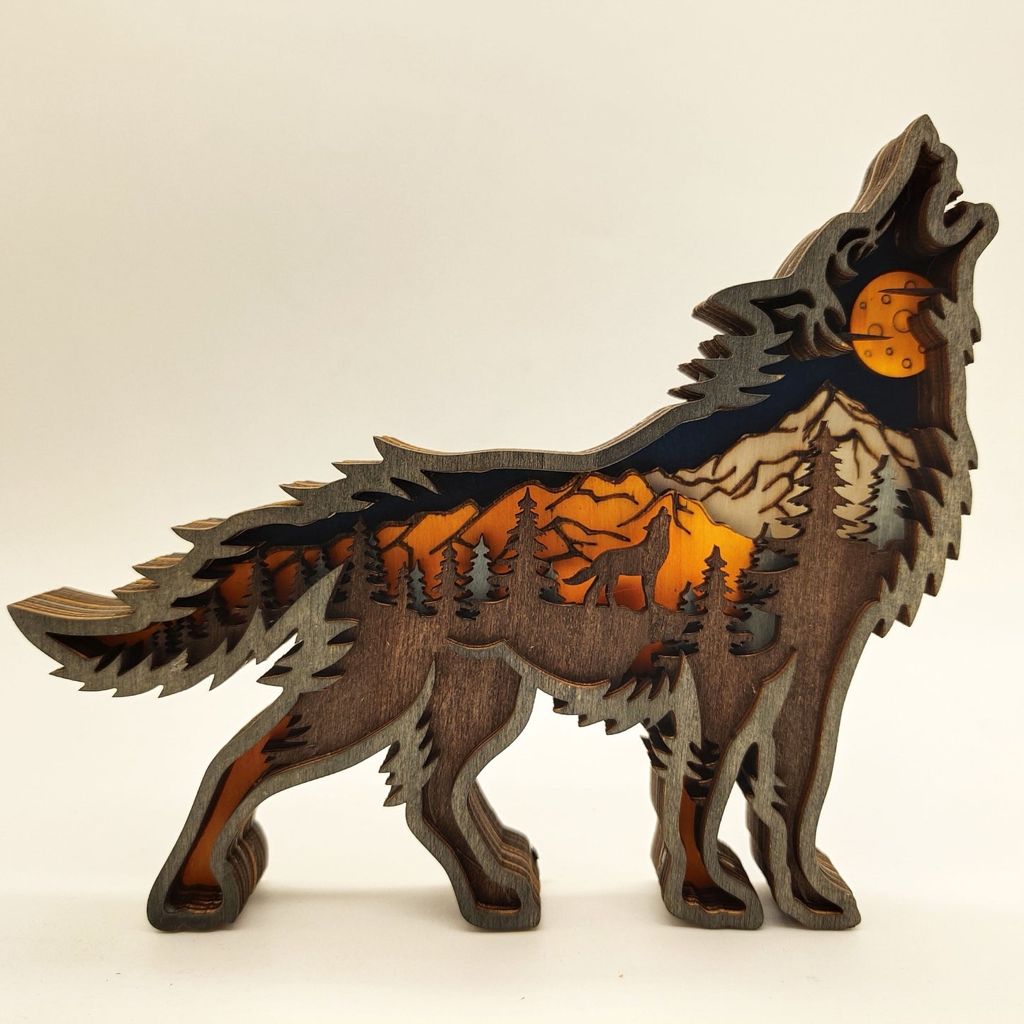 Décoration de noël en bois, Sculpture d'animaux, cadeau artisanal, Sculpture murale suspendue, ours, cerf, élan, décor artistique, ornements du nouvel an