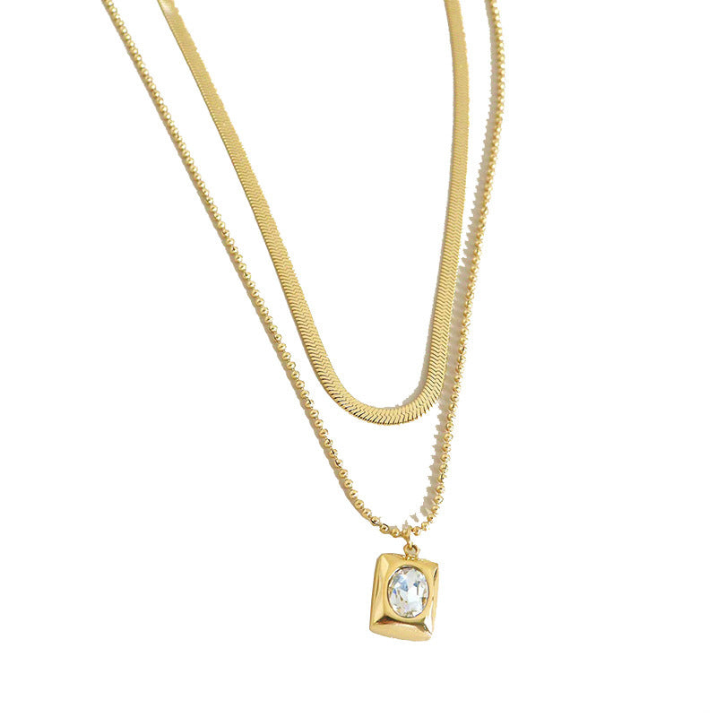 Collier à double clavicule simple, européen et américain, double couche