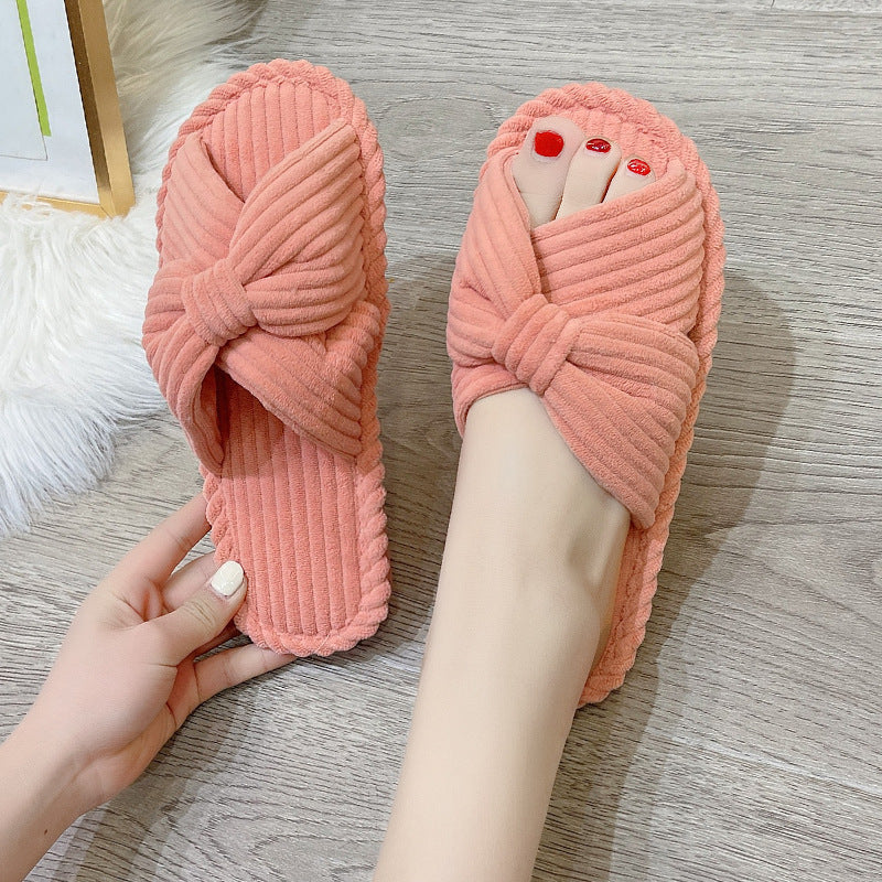 Pantoufles confortables en coton et lin à fond mou d'intérieur, jolie maison