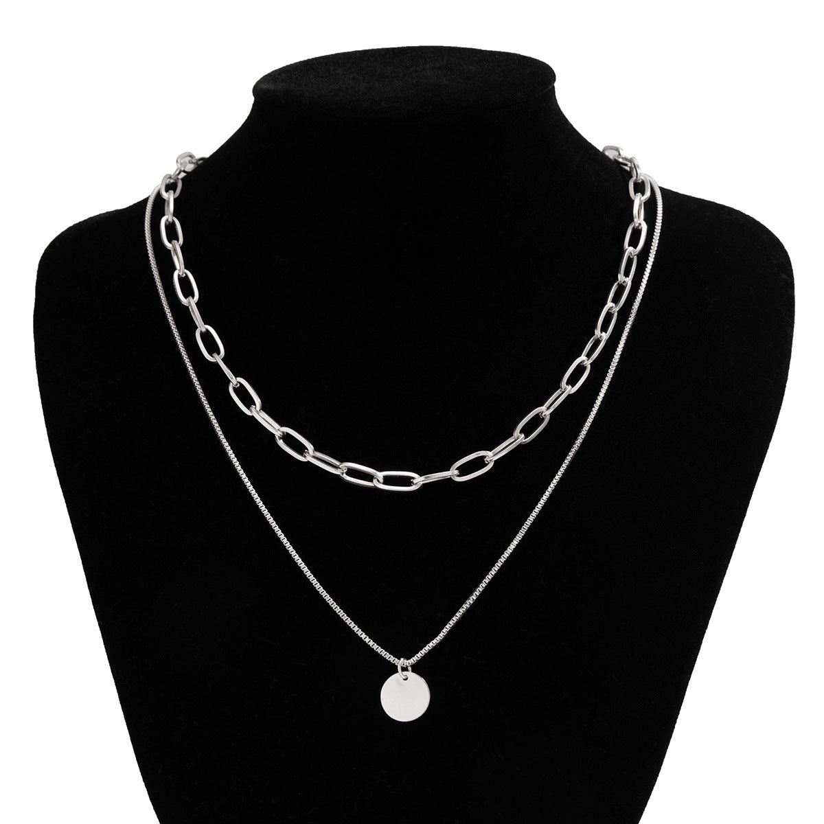 European Hip Hop Personality Wafer Pendant Necklace