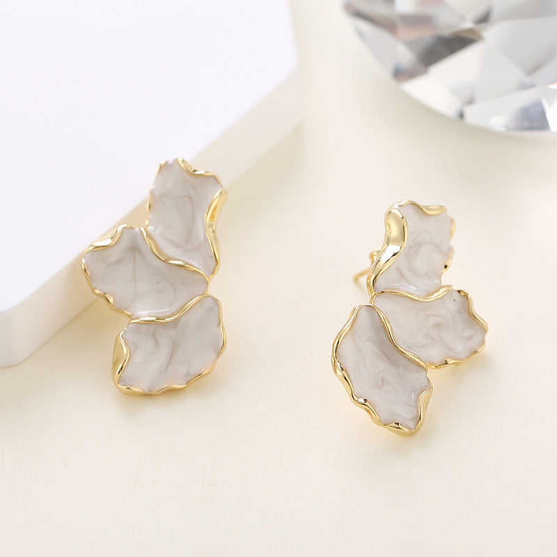Boucles d'oreilles femelles en forme de feuille d'érable, goutte à goutte, fleur d'huile
