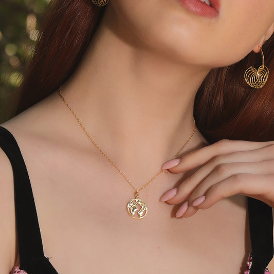 S925 Sterling Silver Your World Map Necklace