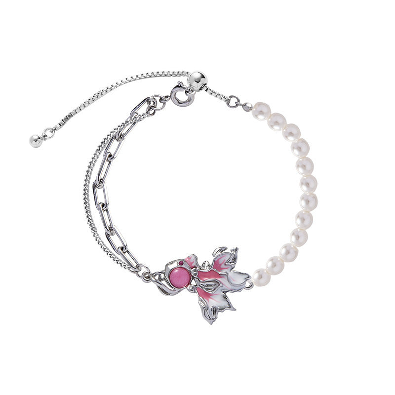 Bracelet de perles de poisson rouge goutte d'huile pour femmes
